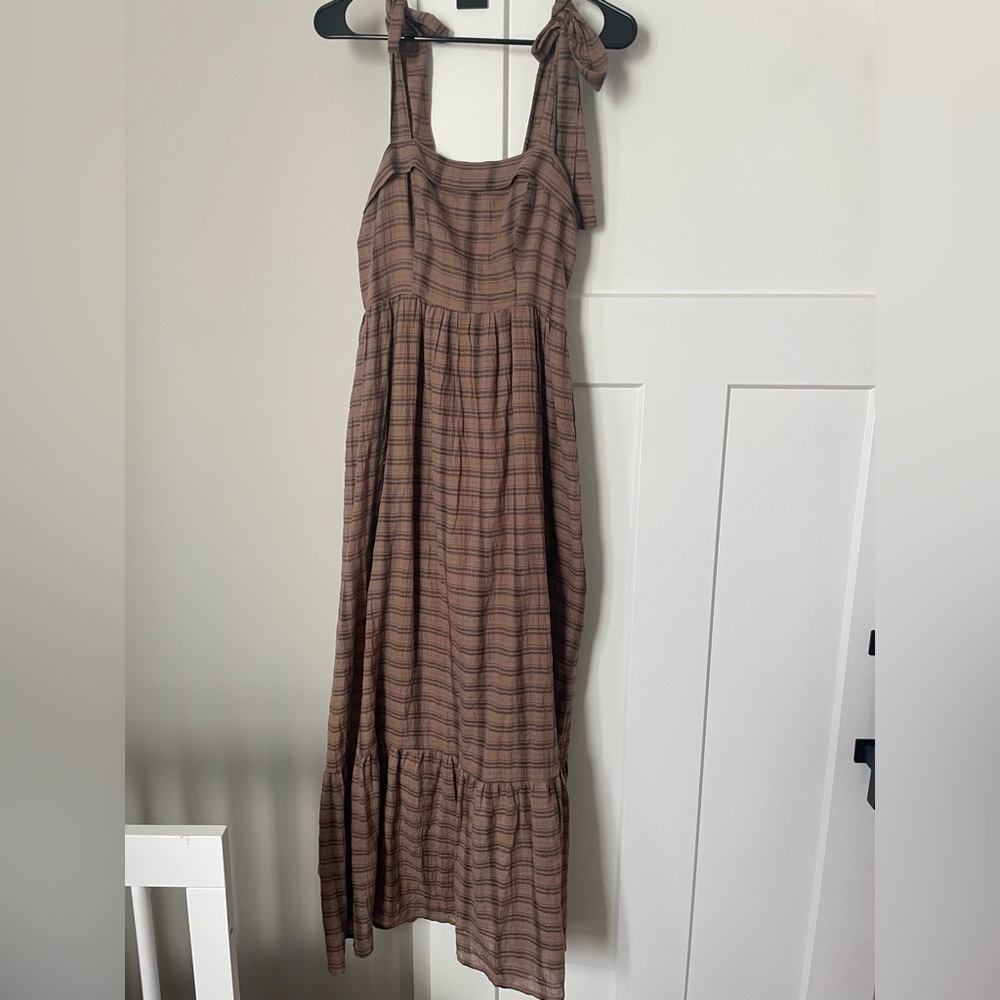 Shop Dahl Gianna Brown Plaid Maxi Dress
